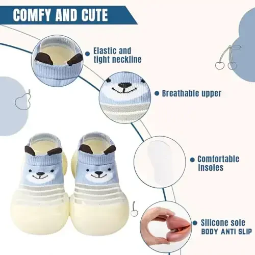 Kqwfsiu Baby Sock Shoes Boys Girls First Walking Shoes Non Slip Lightweight Toddler Infant Indoor Outdoor - 3