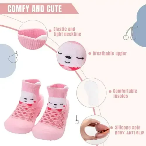 Kqwfsiu Baby Sock Shoes Boys Girls First Walking Shoes Non Slip Lightweight Toddler Infant Indoor Outdoor - 3