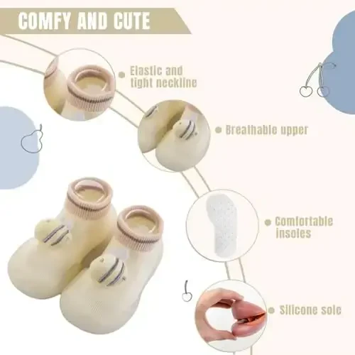 Kqwfsiu Baby Sock Shoes Boys Girls First Walking Shoes Non Slip Lightweight Toddler Infant Indoor Outdoor - 3