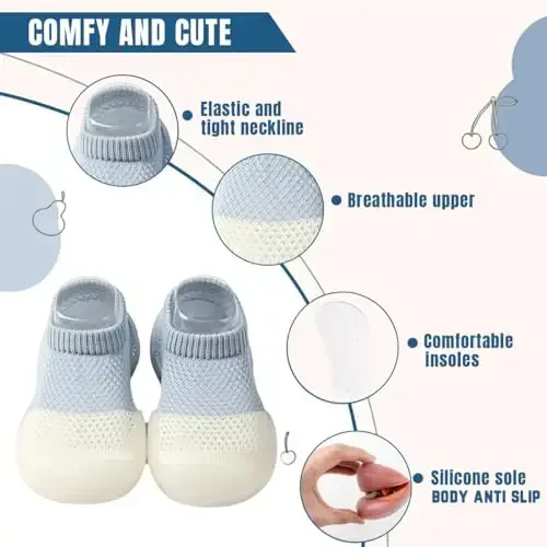 Kqwfsiu Baby Sock Shoes Boys Girls First Walking Shoes Non Slip Lightweight Toddler Infant Indoor Outdoor - 3