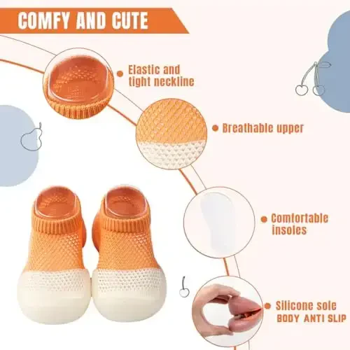 Kqwfsiu Baby Sock Shoes Boys Girls First Walking Shoes Non Slip Lightweight Toddler Infant Indoor Outdoor - 3