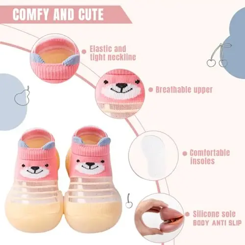 Kqwfsiu Baby Sock Shoes Boys Girls First Walking Shoes Non Slip Lightweight Toddler Infant Indoor Outdoor - 3