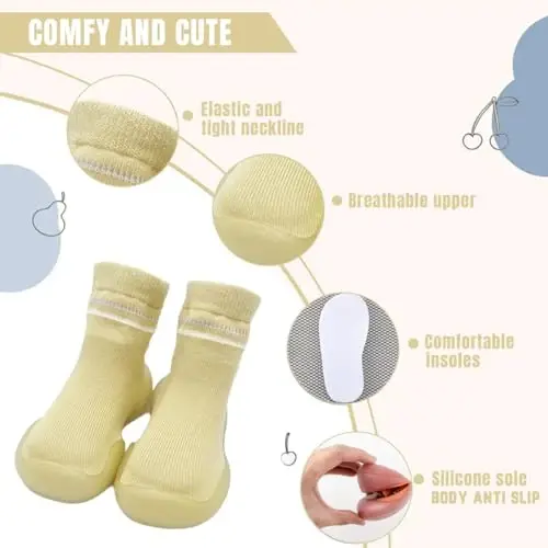 Kqwfsiu Baby Sock Shoes Boys Girls First Walking Shoes Non Slip Lightweight Toddler Infant Indoor Outdoor - 3