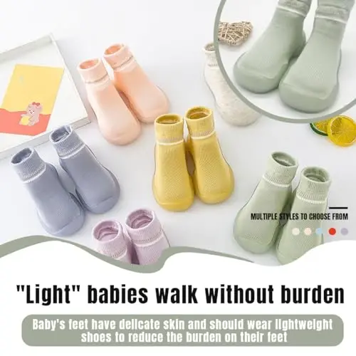 Kqwfsiu Baby Sock Shoes Boys Girls First Walking Shoes Non Slip Lightweight Toddler Infant Indoor Outdoor - 5