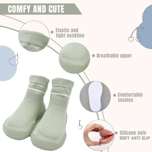 Kqwfsiu Baby Sock Shoes Boys Girls First Walking Shoes Non Slip Lightweight Toddler Infant Indoor Outdoor - 3