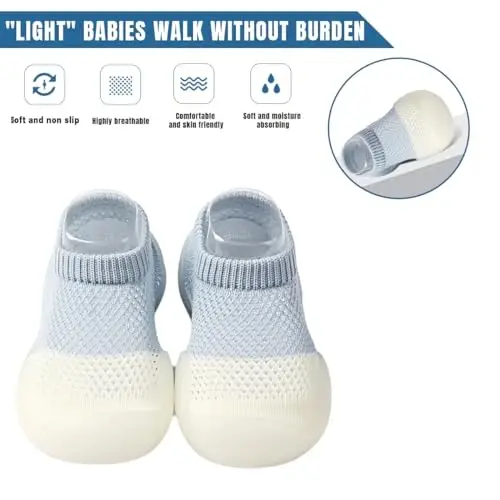 Kqwfsiu Baby Sock Shoes Boys Girls First Walking Shoes Non Slip Lightweight Toddler Infant Indoor Outdoor - KQWFSIU (1)
