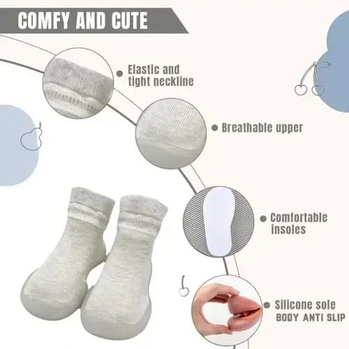 Kqwfsiu Baby Sock Shoes Boys Girls First Walking Shoes Non Slip Lightweight Toddler Infant Indoor Outdoor - 3