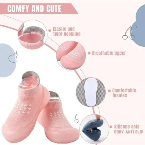 Kqwfsiu Baby Sock Shoes Boys Girls First Walking Shoes Non Slip Lightweight Toddler Infant Indoor Outdoor - 3