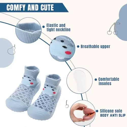 Kqwfsiu Baby Sock Shoes Boys Girls First Walking Shoes Non Slip Lightweight Toddler Infant Indoor Outdoor - 3