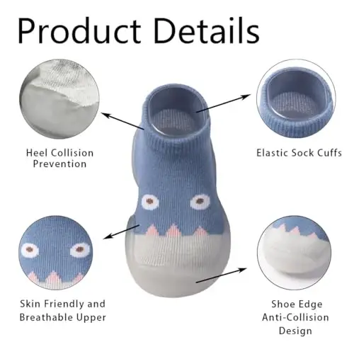 Kqwfsiu Baby Sock Shoes Boys Girls First Walking Shoes Non Slip Lightweight Toddler Infant Indoor Outdoor - 2