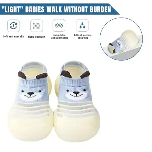 Kqwfsiu Baby Sock Shoes Boys Girls First Walking Shoes Non Slip Lightweight Toddler Infant Indoor Outdoor - KQWFSIU (1)