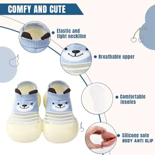 Kqwfsiu Baby Sock Shoes Boys Girls First Walking Shoes Non Slip Lightweight Toddler Infant Indoor Outdoor - 3