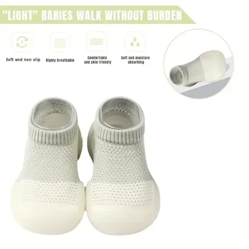 Kqwfsiu Baby Sock Shoes Boys Girls First Walking Shoes Non Slip Lightweight Toddler Infant Indoor Outdoor - KQWFSIU (1)