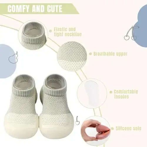 Kqwfsiu Baby Sock Shoes Boys Girls First Walking Shoes Non Slip Lightweight Toddler Infant Indoor Outdoor - 3