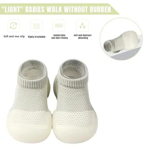 Kqwfsiu Baby Sock Shoes Boys Girls First Walking Shoes Non Slip Lightweight Toddler Infant Indoor Outdoor - KQWFSIU (1)