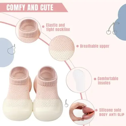 Kqwfsiu Baby Sock Shoes Boys Girls First Walking Shoes Non Slip Lightweight Toddler Infant Indoor Outdoor - 3