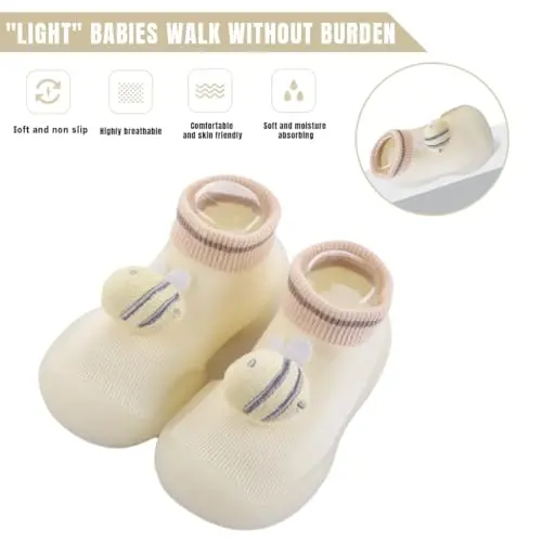 Kqwfsiu Baby Sock Shoes Boys Girls First Walking Shoes Non Slip Lightweight Toddler Infant Indoor Outdoor - KQWFSIU (1)