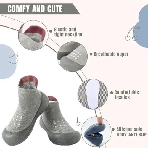 Kqwfsiu Baby Sock Shoes Boys Girls First Walking Shoes Non Slip Lightweight Toddler Infant Indoor Outdoor - 3