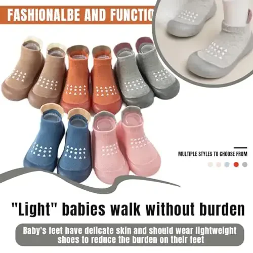 Kqwfsiu Baby Sock Shoes Boys Girls First Walking Shoes Non Slip Lightweight Toddler Infant Indoor Outdoor - 6