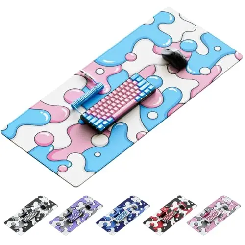 Kraken Gaming Mouse Pad Large Cotton Candy XXL oʻyin uchun sichqoncha paneli - Klaviatura uchun stol oʻrni - Stol uchun qalin hunarmand sichqoncha paneli (Cotton Candy Drip) - KRAKEN KEYBOARDS