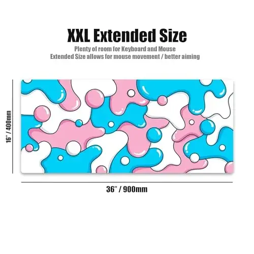 Kraken Gaming Mouse Pad Large Cotton Candy XXL oʻyin uchun sichqoncha paneli - Klaviatura uchun stol oʻrni - Stol uchun qalin hunarmand sichqoncha paneli (Cotton Candy Drip) - KRAKEN KEYBOARDS (1)