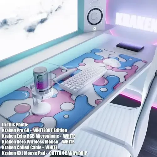 Kraken Gaming Mouse Pad Large Cotton Candy XXL oʻyin uchun sichqoncha paneli - Klaviatura uchun stol oʻrni - Stol uchun qalin hunarmand sichqoncha paneli (Cotton Candy Drip) - 6