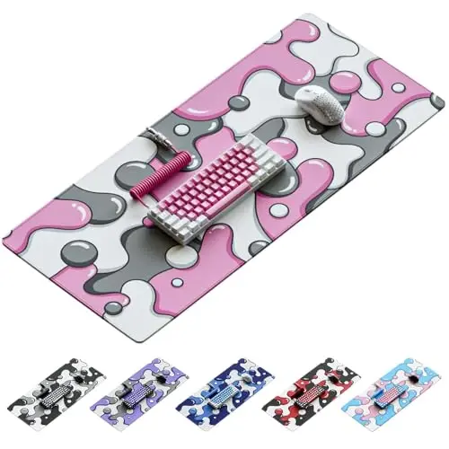 Kraken Gaming Mouse Pad Large Pink XXL Mouse Pad for Gaming - Desk Mat for Keyboard - Thick Artisan Mousepad for Desk (Quartz Drip) - 1