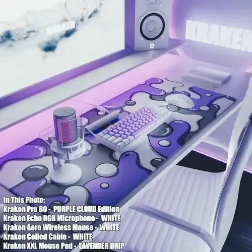 Kraken Gaming Mouse Pad Large Purple XXL Mouse Pad for Gaming - Desk Mat for Keyboard - Thick Artisan Mousepad for Desk (Lavender Drip) - 4