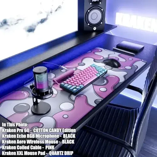 Kraken Gaming Mouse Pad Large Pushti XXL O'yin Mouse Padi - Klaviatura uchun Stol Mat - Qalin Hunarmandchilik Mousepadi Stol uchun (Kvars Tushishi) - 5