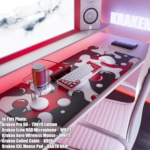 Kraken Gaming Mouse Pad Large Red XXL Mouse Pad for Gaming - Desk Mat for Keyboard - Thick Artisan Mousepad for Desk (Darth Drip) - 4