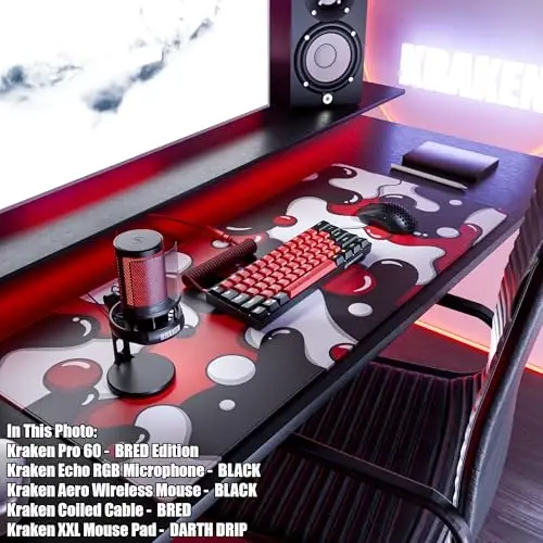 Kraken Gaming Mouse Pad Large Red XXL O'yin uchun sichqoncha yostig'i - Klaviatura uchun stol yostig'i - Stol uchun qalin hunarmand sichqoncha yostig'i (Darth Drip) - 3