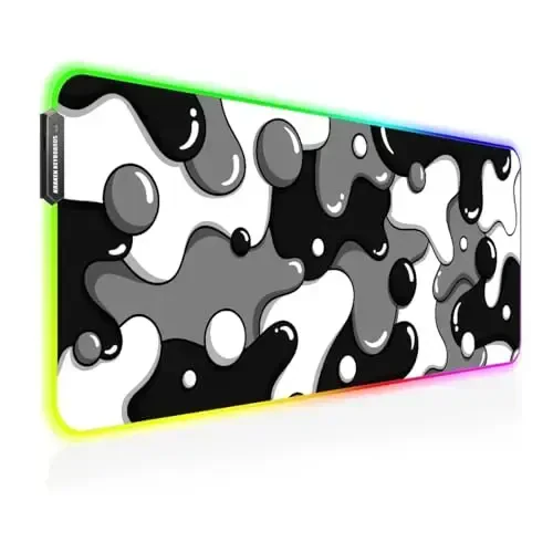 KRAKEN KEYBOARDS DRIP XL Black & White Gaming RGB Mouse Pad - Professional Artisan Mouse Pad - Black & White Gaming RGB Desk Mat - 31