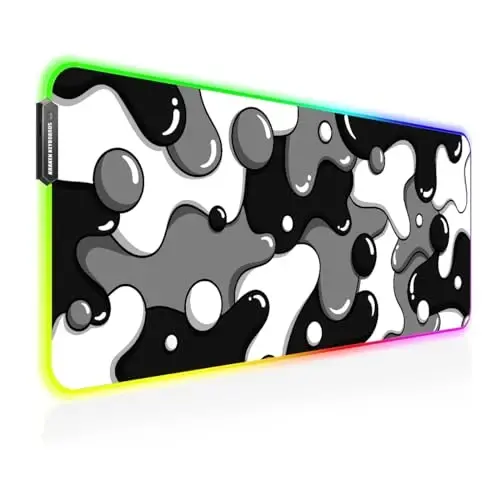 KRAKEN KEYBOARDS DRIP XL Black & White Gaming RGB Mouse Pad - Professional Artisan Mouse Pad - Black & White Gaming RGB Desk Mat - 31