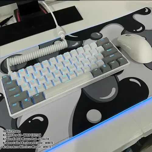 KRAKEN KEYBOARDS DRIP XL Qora va Oq Gaming RGB Sıçqoncha Pad - Professional Hunarmand Sıçqoncha Pad - Qora va Oq Gaming RGB Stol Mat - 31