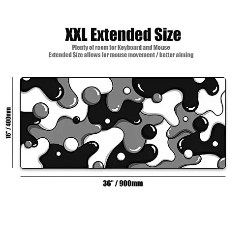 Kraken Keyboards DRIP Edition XXL Black & White Gaming Mouse Pad - Professional Artisan Mouse Pad - Black & White Gaming Desk Mat - 36