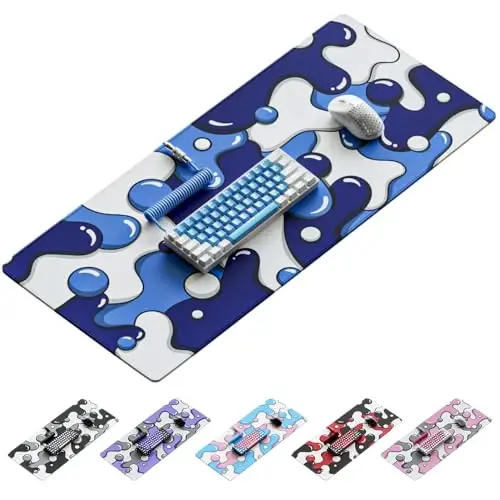 Kraken oʻyin sichqonchasi uchun katta koʻk XXL sichqoncha paneli - Klaviatura uchun stol matosi - Stol uchun qalin hunarmand sichqoncha paneli (ICE Drip) - KRAKEN KEYBOARDS