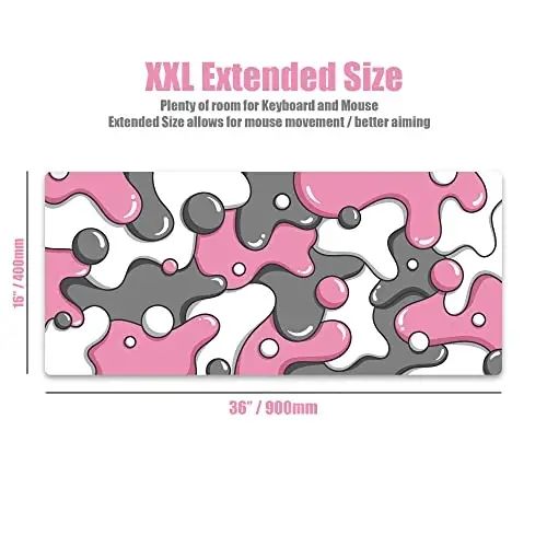 Kraken Gaming Mouse Pad Large Pink XXL Mouse Pad for Gaming - Desk Mat for Keyboard - Thick Artisan Mousepad for Desk (Quartz Drip) - 2