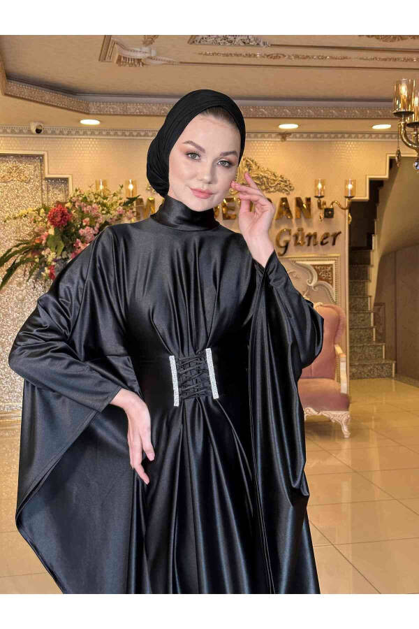 Kraliçe tesettür kadın elbise-SİYAH - 5