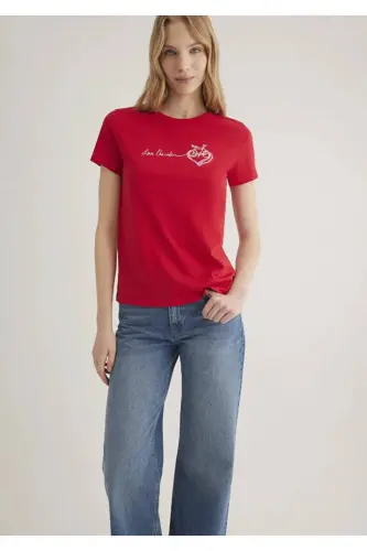 Красная футболка с принтом велосипеда Semi Slim Fit / Да - MAVI (1)