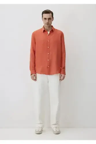 Красная Льняная Рубашка Regular Fit / Обычный Крой 02 - 3