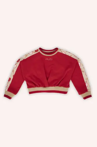 Красная толстовка для девочек с деталями - 1