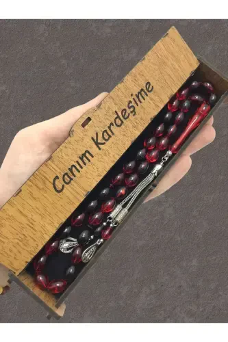 Красный Черный Пятнистый Деревянный Коробочный Четки - красный черный - 1