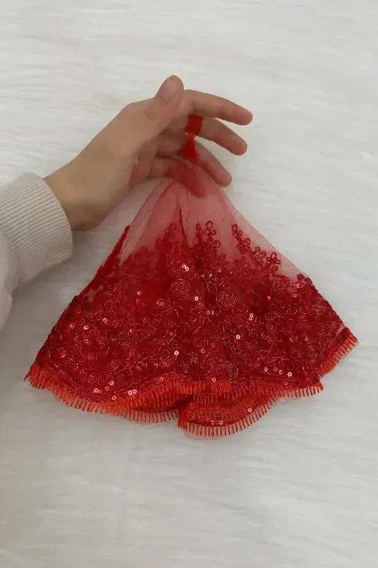 Красный Свадебный Жених Невеста Танец Платок, Блестящий Гипюр, Свадьба Хна Ночь Подружка Невесты Помолвка Невеста-MENDILTELKRMKIRMIZI - 4