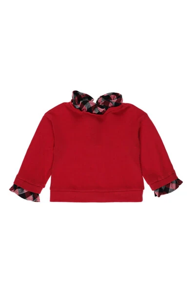 Красный трикотажный свитер для девочки с длинными рукавами - Panço