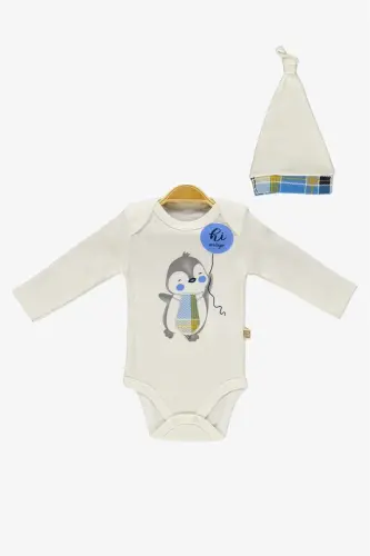 Kravatlı Penguen Badi , Pantolon , Şapka Penye Takım MNK0587 MAVİ - MAVİ - 4
