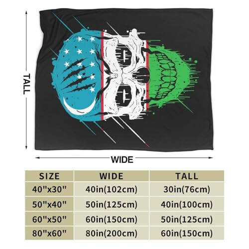 Креативный Узбекский Патриот Череп Национальный Флаг Накидка Одеяло 50