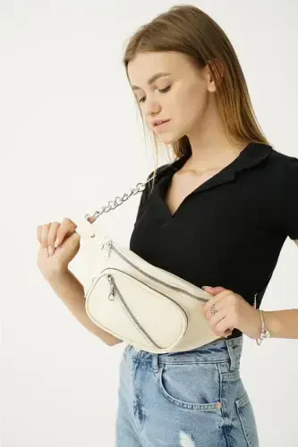 Krem ayollar beli va xoch sumkasi - Krem - TOP ALL BAG (1)
