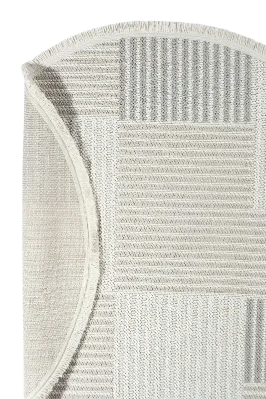 Krem Bej Gri Yumuşak Dokulu Yuvarlak Halı Kilim Mutfak Koridor Yolluk Dokuma Makine Halısı 009 DAİRE-Krem 4 - 4