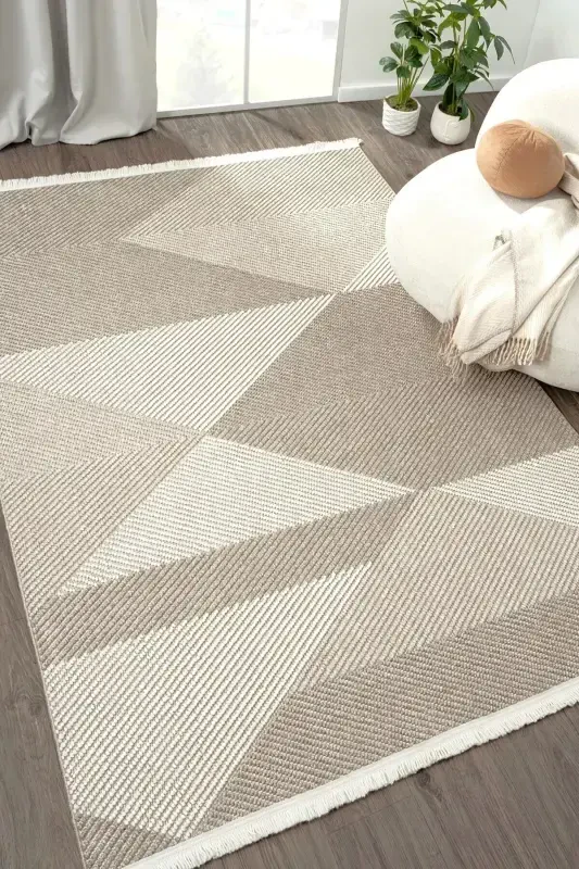 Krem Bej Vizon Yumshoq Dokulu Gilam Kilim Salon Mutfak Koridor Yo'lak Dokuma Mashina Gilami 002-Krem - ELIZ HOME