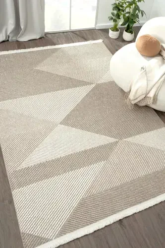 Krem Bej Vizon Yumuşak Dokuma Halı Salon Oturma Odası Mutfak Koridor Yolluk Halı 002-Krem - 1